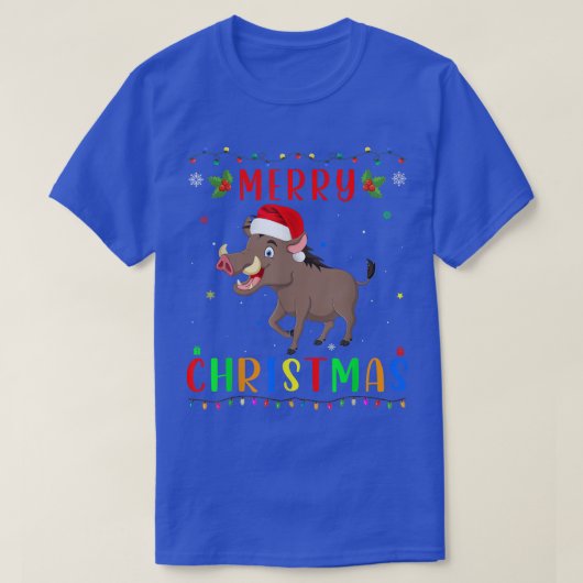 Xmas Light Boar Design Matching Christmas Pajama  Tシャツ (デザイン正面)