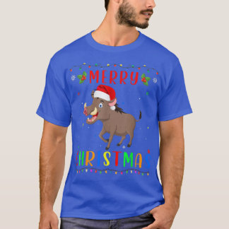 Xmas Light Boar Design Matching Christmas Pajama Tシャツ