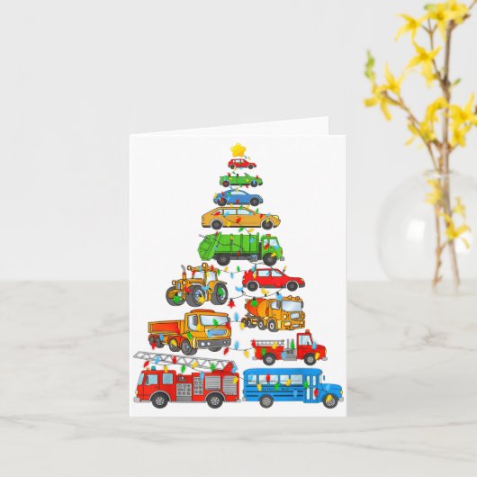 Xmas Light Christmas Tree, Funny Xmas Boys Kids To カード (黄色い花)