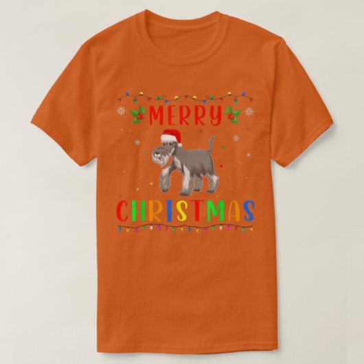 Xmas Light Schnauzer Dog Design Matching Christmas Tシャツ (デザイン正面)