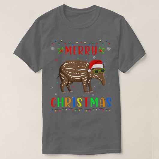 Xmas Light Tapir Design Matching Christmas Pajama  Tシャツ (デザイン正面)