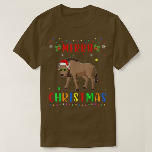Xmas Light Wildebeest Design Matching Christmas Pa Tシャツ (デザイン正面)
