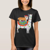 Xmas Lighting Corgi Dog Riding Llama Christmas Tシャツ (正面)
