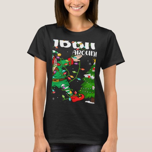 Xmas Lighting Elf Dabbing Around The Christmas Tre Tシャツ (正面)