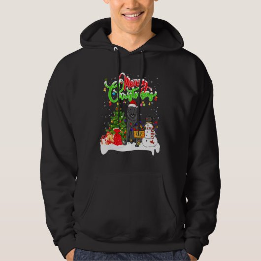 Xmas Lighting Matching Santa Belgian Sheepdog Dog  パーカ (正面)