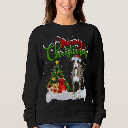 Xmas Lighting Matching Santa Italian Greyhound Dog スウェットシャツ (正面)