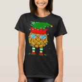 Xmas Lighting Mele Kalikimaka Pineapple Elf Christ Tシャツ (正面)