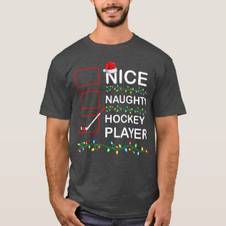 Xmas Lighting Nice Naughty Hockey Player Christmas Tシャツ