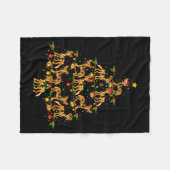 Xmas Lighting Santa African Wild Dog Christmas Tre フリースブランケット (正面(横))