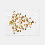 Xmas Lighting Santa African Wild Dog Christmas Tre フリースブランケット (正面(横))