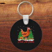 Xmas Lighting Santa Hat Chicken Christmas Tree  キーホルダー (正面)
