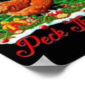 Xmas Lighting Santa Hat Chicken Christmas Tree  ポスター (角)