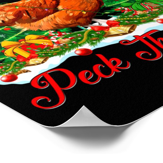 Xmas Lighting Santa Hat Chicken Christmas Tree  ポスター (角)