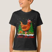 Xmas Lighting Santa Hat Chicken Christmas Tree  Tシャツ (正面)