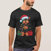 Xmas Lighting Santa Hat Chinese Crested Dog Christ Tシャツ (正面)