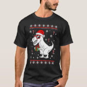 Xmas Lighting Santa Hat Ugly Rex Dinosaurs Christm Tシャツ (正面)