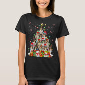 Xmas Lighting Santa Rough Collie Dog Christmas Tre Tシャツ (正面)