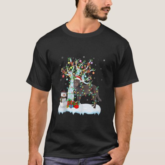 Xmas Lighting Tree Santa Hat Australian Kelpie Dog Tシャツ (正面)