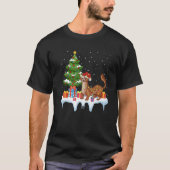 Xmas Lighting Tree Santa Hat Mongoose Christmas Tシャツ (正面)