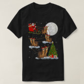 Xmas Lighting Tree Santa Riding Abyssinian Cat Chr Tシャツ (デザイン正面)