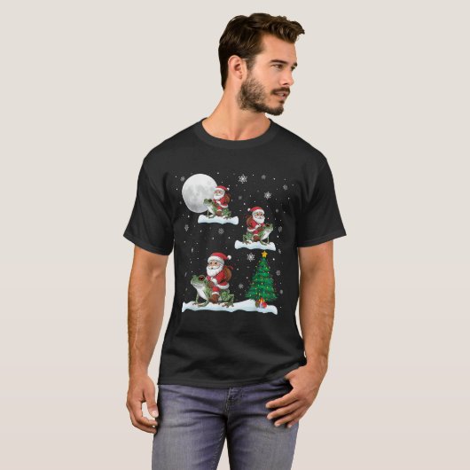Xmas Lighting Tree Santa Riding Ison Dart Frog Chr Tシャツ (正面フル)