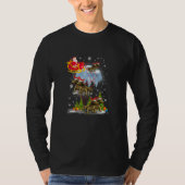 Xmas Lighting Tree Santa Riding Komodo Dragon Chri Tシャツ (正面)