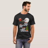 Xmas Lighting Tree Santa Riding Siberian Husky Chr Tシャツ (正面フル)