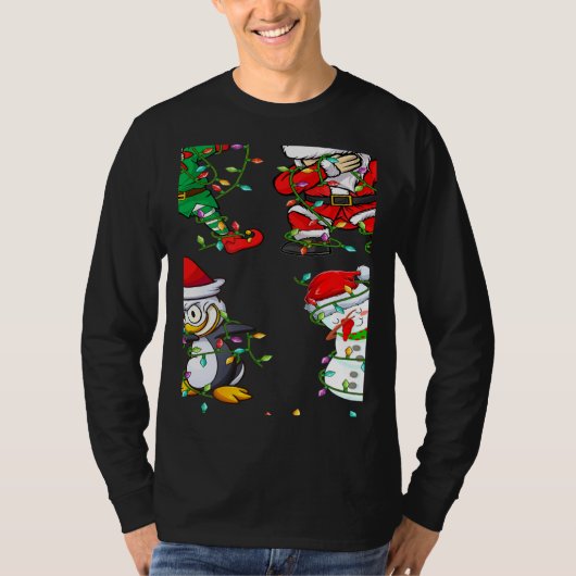 Xmas Lights Dabbing Santa Elf Friends Christmas Da Tシャツ (正面)