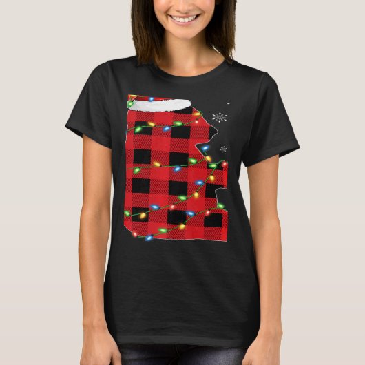 Xmas Lights Red Buffalo Plaid Panda Christmas Paja Tシャツ (正面)