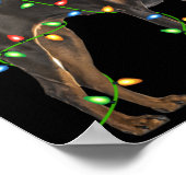 Xmas Lights Santa Hat Doberman Nscher Dog Christ  ポスター (角)