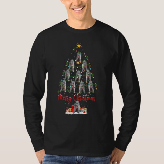 Xmas Lights Santa Irish Wolfhound Dog Christmas Tr Tシャツ (正面)