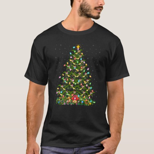 Xmas Lights Santa Pterodactyl Dinosaur Bird Christ Tシャツ (正面)