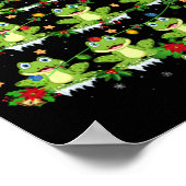Xmas Lights Santa Tree Frog Christmas Tree Premium ポスター (角)