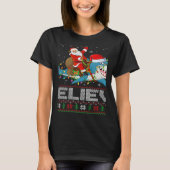 Xmas Lights Shark Believe Ugly Santa Riding Shark  Tシャツ (正面)