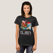 Xmas Lights Shark Believe Ugly Santa Riding Shark Tシャツ (正面フル)