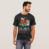 Xmas Lights Shark Believe Ugly Santa Riding Shark  Tシャツ (正面フル)