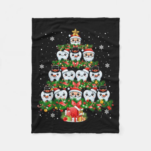 Xmas Lights Teeth Doctor Dentist Tooth Teeth Chris フリースブランケット (正面)