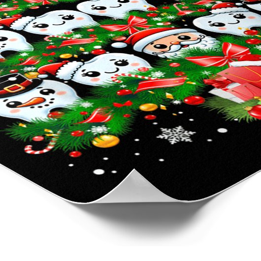 Xmas Lights Teeth Doctor Dentist Tooth Teeth Chris ポスター (角)