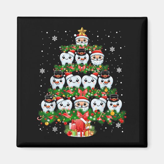 Xmas Lights Teeth Doctor Dentist Tooth Teeth Chris マグネット (正面)