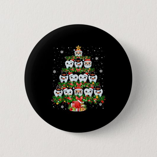 Xmas Lights Teeth Doctor Dentist Tooth Teeth Chris 缶バッジ (正面)