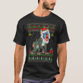 Xmas Lights Ugly Sweater Style Santa Baboon Christ Tシャツ (正面)