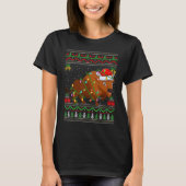 Xmas Lights Ugly Sweater Style Santa Bison Christm Tシャツ (正面)
