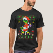 Xmas Lights Ugly Sweater Style Santa Crocodile Chr Tシャツ (正面)