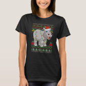 Xmas Lights Ugly Sweater Style Santa Hippopotamus  Tシャツ (正面)