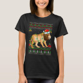 Xmas Lights Ugly Sweater Style Santa Mountain Lion Tシャツ (正面)