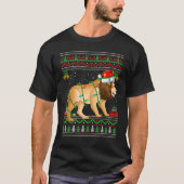 Xmas Lights Ugly Sweater Style Santa Mountain Lion Tシャツ (正面)
