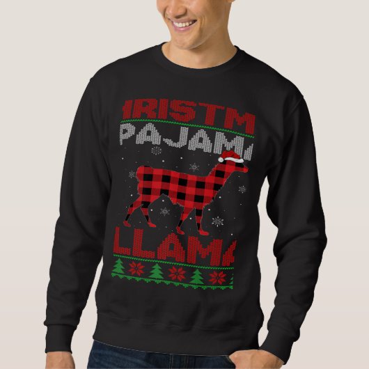 Xmas Llama Red Buffalo Plaid Ugly Llama Christmas  スウェットシャツ (正面)