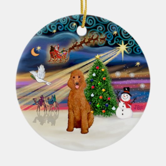 Xmas Magic - アプリコットスタンダードプードル セラミックオーナメント (正面)
