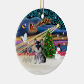 Xmas Magic - シュナウザーの子犬 (Z) セラミックオーナメント (右)