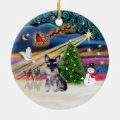 Xmas Magic - シュナウザーの子犬 (Z) セラミックオーナメント (裏面)